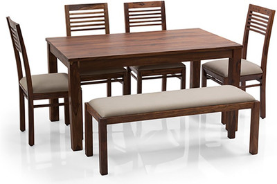 

Urban Ladder Arabia - Zella - Bench Solid Wood 6 Seater Dining Set(Finish Color - Teak)