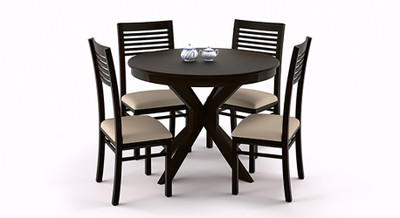 

Urban Ladder Liana Round - Zella Solid Wood 4 Seater Dining Set(Finish Color - Mahogany)
