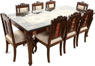 

ExclusiveLane Solid Wood 8 Seater Dining Set(Finish Color - Walnut Brown)