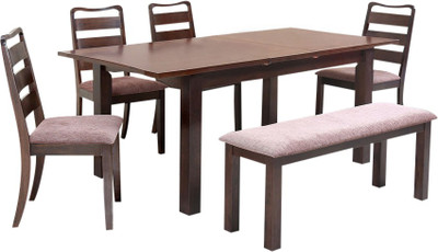 

@home by Nilkamal Solid Wood 6 Seater Dining Set(Finish Color - Walnut)
