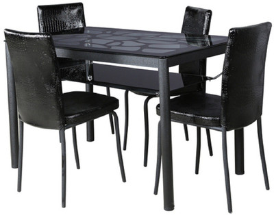 

Parin Glass 4 Seater Dining Set(Finish Color - black)