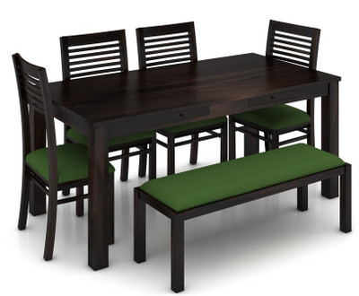 

Urban Ladder Arabia XL Storage - Zella With Upholstered Bench Solid Wood 6 Seater Dining Set(Finish Color - Mahogany)