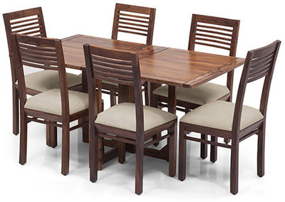 

Urban Ladder Danton 3 - to - 6 Extendable - Zella Solid Wood 6 Seater Dining Set(Finish Color - Teak)