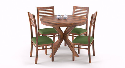 

Urban Ladder Liana Round - Zella Solid Wood 4 Seater Dining Set(Finish Color - Teak)