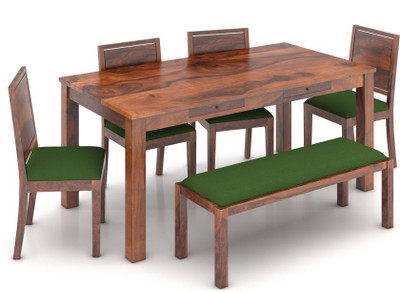 

Urban Ladder Arabia XL Storage - Oribi With Upholstered Bench Solid Wood 6 Seater Dining Set(Finish Color - Teak)