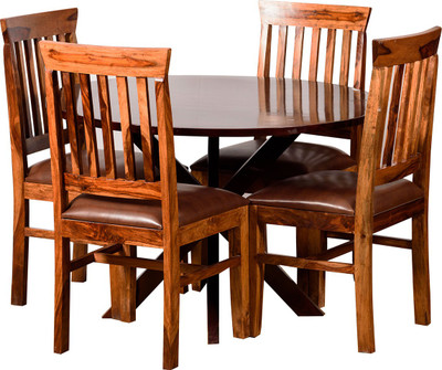 

Induscraft Solid Wood 4 Seater Dining Set(Finish Color - Brown)