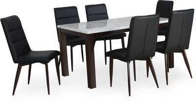 

@home by Nilkamal Pratt Metal 6 Seater Dining Set(Finish Color - Dark Walnut)