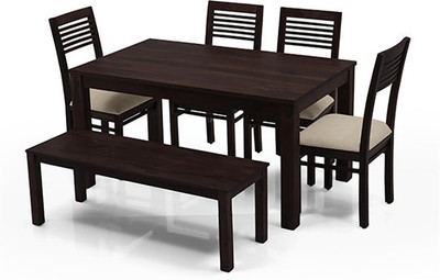 Urban Ladder Arabia - Zella - Bench Solid Wood 6 Seater Dining Set(Finish Color - Mahogany)