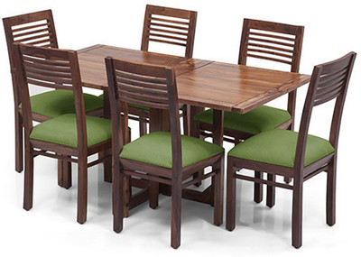 

Urban Ladder Danton 3 - to - 6 Extendable - Zella Solid Wood 6 Seater Dining Set(Finish Color - Teak)