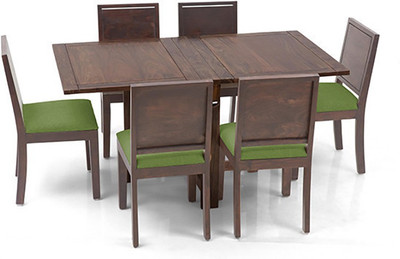 

Urban Ladder Danton 3 - to - 6 Extendable - Oribi Solid Wood 6 Seater Dining Set(Finish Color - Teak)
