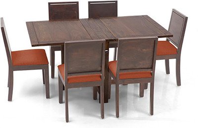 

Urban Ladder Danton 3 - to - 6 Extendable - Oribi Solid Wood 6 Seater Dining Set(Finish Color - Teak)