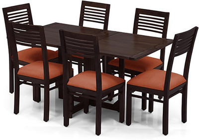 

Urban Ladder Danton 3 - to - 6 Extendable - Zella Solid Wood 6 Seater Dining Set(Finish Color - Mahogany)