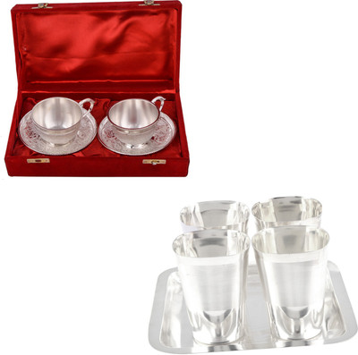

G S Museum Silver Plated Decorative Platter(Silver, Pack of 9)