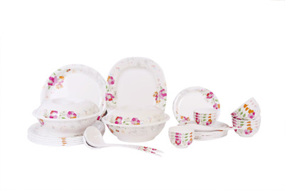 

Thaiware Flower Combo Pack of 32 Dinner Set(Melamine)