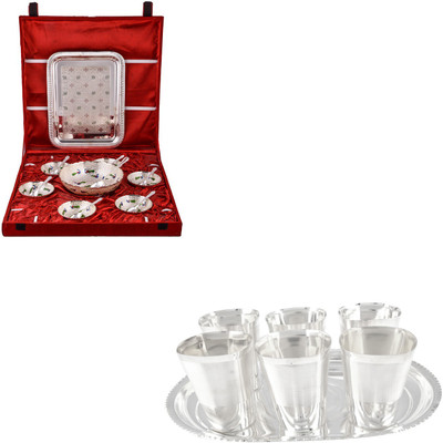 

G S Museum Silver Plated Decorative Platter(Silver, Pack of 22)