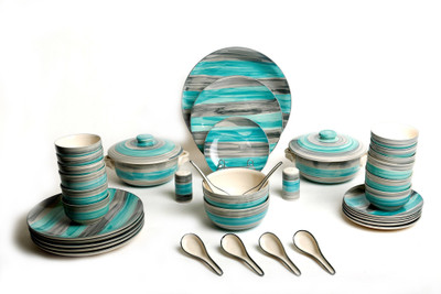 

Caffeine Handmade Multicolored Stripe Print Pack of 37 Dinner Set(Ceramic)