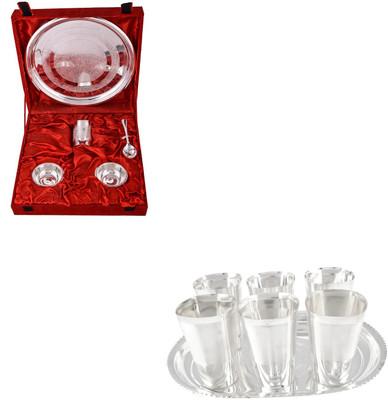 G S Museum Silver Plated Decorative Platter(Silver, Pack of 12)