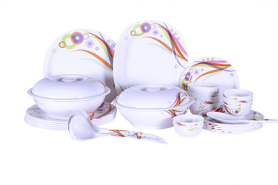 

Thaiware Wave Colourful Pack of 32 Dinner Set(Melamine)