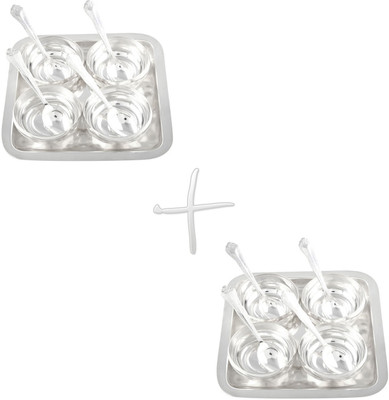 

G S Museum Manchurian Bowl 2 Set Silver Plated Decorative Platter(Silver, Pack of 18)