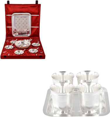 

G S Museum Silver Plated Decorative Platter(Silver, Pack of 20)