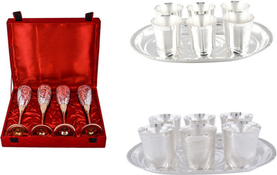 

G S Museum Silver Plated Decorative Platter(Silver, Gold, Pack of 18)
