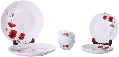 

Larah Red Carnation Pack of 12 Dinner Set(Opalware)