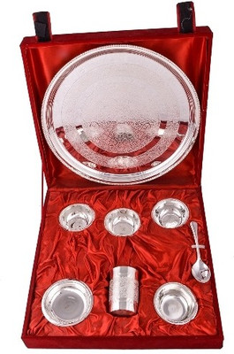 

Raj Laxmi Pack of 8 Dinner Set(Silver Plated)