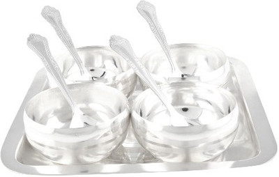 

Raj Laxmi Pack of 9 Dinner Set(Silver Plated)