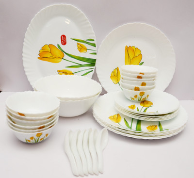 LAOPALA Pack of 33 Opalware Tulip Passion Dinner Set(Microwave Safe) LAOPALA Pack of 33 Opalware Tulip Passion Dinner Set(Microwave Safe)