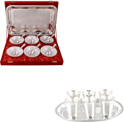 G S Museum Silver Plated Decorative Platter(Silver, Pack of 20)
