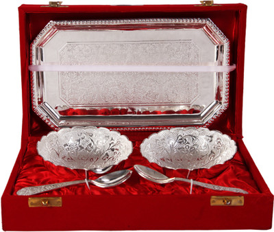 

India Shoppe Pack of 5 Dinner Set(Silver Plated)