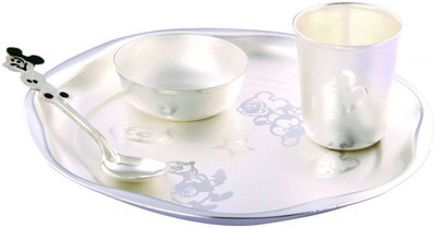 

GoldGiftIdeas Baby Special Pack of 4 Dinner Set(Silver Plated)