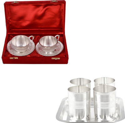 G S Museum Silver Plated Decorative Platter(Silver, Pack of 9)