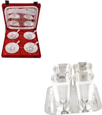 

G S Museum Silver Plated Decorative Platter(Silver, Pack of 14)