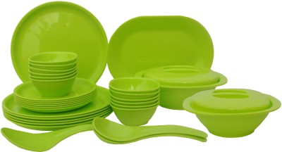 Incrizma Pack of 32 PP (Polypropylene) Dinner Set(Green, Microwave Safe)