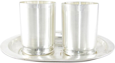 GoldGiftIdeas Amrapali Matt Two Water Glass Tray Serving Set(Pack of 3)