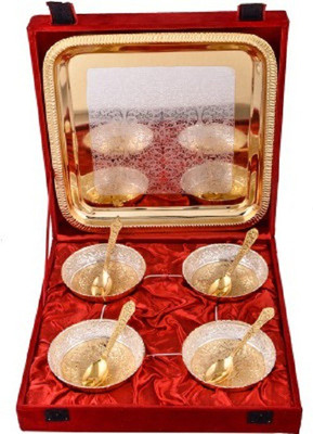 

India Shoppe Pack of 9 Dinner Set(Silver Plated)