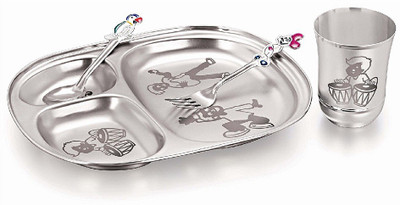 

Gurukrupa Magic Silver Little Champ Big Pack of 4 Dinner Set(Stainless Steel)
