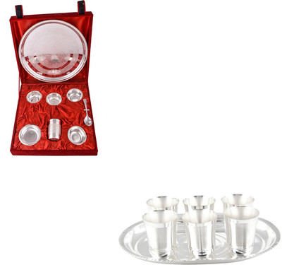 

G S Museum Silver Plated Decorative Platter(Silver, Pack of 15)