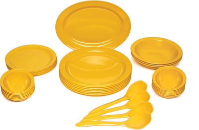 

RONI WARES Superking Heavy Quality Yellow Pack of 32 Dinner Set(Melamine)
