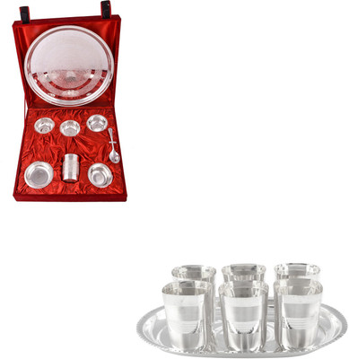 

G S Museum Silver Plated Decorative Platter(Silver, Pack of 15)