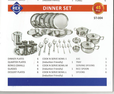 

Rex Pack of 45 Dinner Set(Stainless Steel)