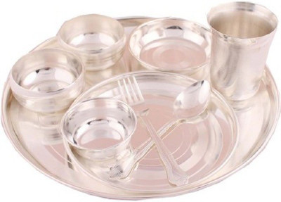 

India Shoppe Pack of 9 Dinner Set(Silver Plated)