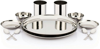 Pigeon Pack of 12 Steel Lunch Sparkle Dinner Set(Steel)