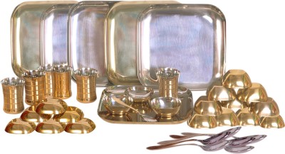 Dynore Pack of 36 Stainless Steel Bottom Brass Plating Dinner Set(Steel)