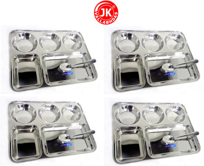 

Jk Vallabhdas Dinner Plate With 5 Partitions Pack of 4 Dinner Set(Stainless Steel)