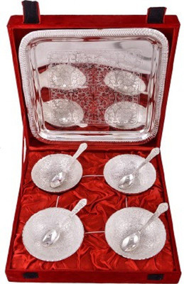 

India Shoppe Pack of 9 Dinner Set(Silver Plated)