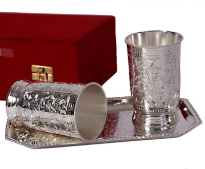 

India Shoppe Pack of 2 Dinner Set(Silver Plated)