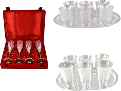 

G S Museum Silver Plated Decorative Platter(Silver, Gold, Pack of 18)