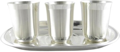 GoldGiftIdeas Juli Matt Water Glass Tray Bowl, Spoon Serving Set(Pack of 4)